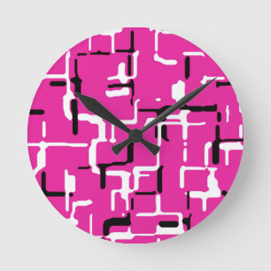 Horloge Ronde Magenta violet rose noir blanc