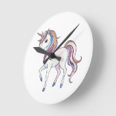 Horloge Ronde Magical Unicorn Dreams - Whimsical Imaginaire Desi (Angle)