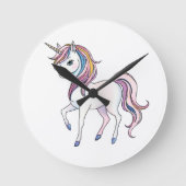Horloge Ronde Magical Unicorn Dreams - Whimsical Imaginaire Desi (Recto)