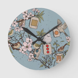 Horloge Ronde Mahjong Lever de lune