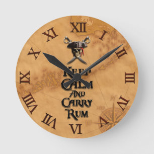 Horloge Ronde Maintenez calme et portez le rhum
