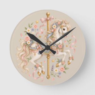 Horloge Ronde Maison de cheval de carrousel antique Cadeau Cotta
