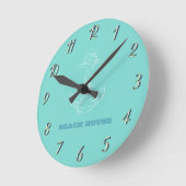 Horloge Ronde Maison de plage, Ancre, Vert menthe (Angle)