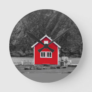Horloge Ronde Maison rouge Color Pop
