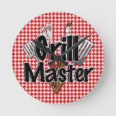 Horloge Ronde Maître du Grill avec Outils de BBQ (Recto)