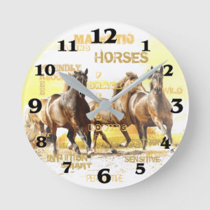 Horloge Ronde Major Horses Round Wall Clock