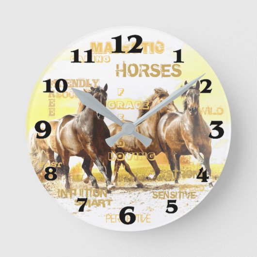 Horloge Ronde Major Horses Round Wall Clock (Recto)