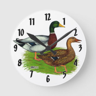 Horloge Ronde Mallard Drake et Duck