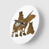 Horloge Ronde Mama Bear avec 2 Cubs Maman de deux (Angle)