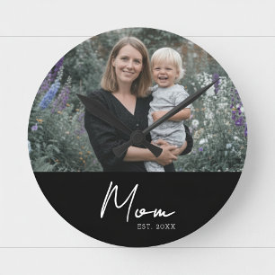 Horloge Ronde Maman a établi une photo de script blanc moderne