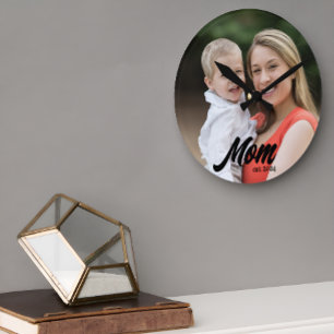 Horloge Ronde Maman a établi une photo de script blanc moderne