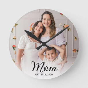Horloge Ronde Maman a établi une photo de script noir moderne