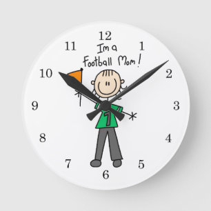 Horloge Ronde Maman de footballeur en bonhomme allumette