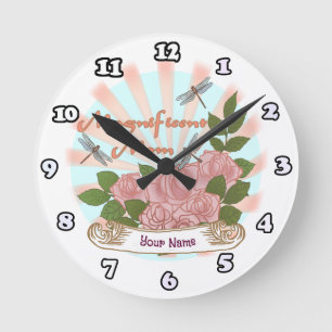 Horloge Ronde Maman magnifique rose