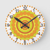 Horloge Ronde Mandala Art Jaune Orange Design (Recto)