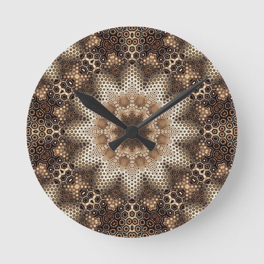 Horloge Ronde Mandala avec éléments hexagonaux (Recto)