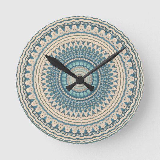 Horloge Ronde Mandala bleu clair Turquoise (Recto)