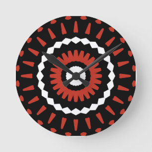 Horloge Ronde Mandala de la tribu rouge