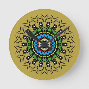 Horloge Ronde Mandala Floral Sans Couture