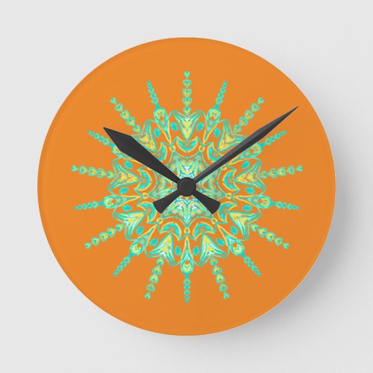 HORLOGE RONDE MANDALA JAUNE VERTE (Recto)