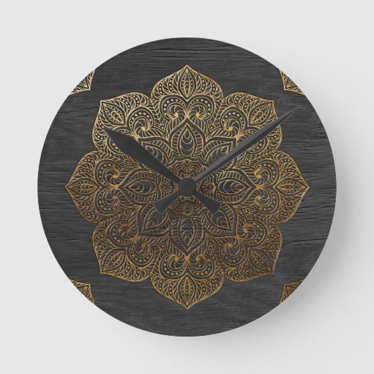 Horloge Ronde Mandala-or en bois (Recto)