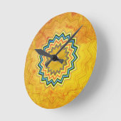 Horloge Ronde Mandala rustique (Angle)