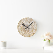 Horloge Ronde Mandala sur bois (Maison)