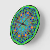 Horloge Ronde Mandala Vert Bleu (Angle)