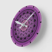 Horloge Ronde Mandala violet (Angle)