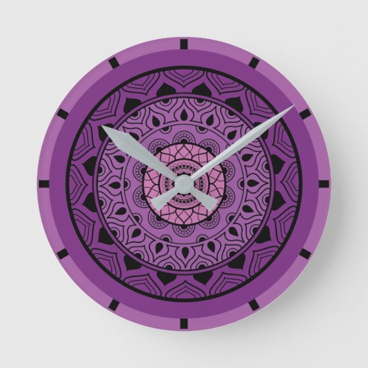 Horloge Ronde Mandala violet (Recto)