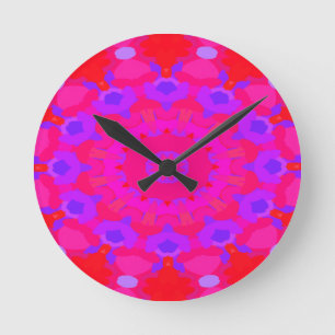Horloge Ronde Mandala violet, rose et orange