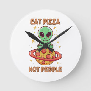 Horloge Ronde Mangez de la pizza pas des gens