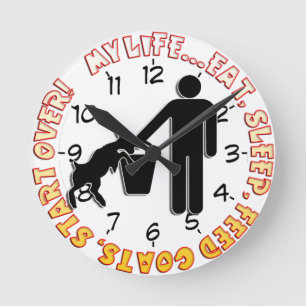 HORLOGE RONDE MANGEZ LES CHÈVRES D'ALIMENTATION DE SOMMEIL - MA