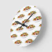 Horloge Ronde Mangez plus de plantes frais motivation salade let (Angle)