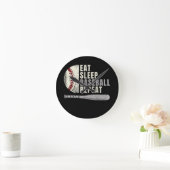 Horloge Ronde Mangez Sleep Baseball Répéter Funny Baseball Playe (Maison)