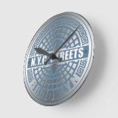 Horloge Ronde Manhole Cover Brooklyn Blue (Angle)