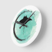Horloge Ronde Manta Ray sur couleur turquoise (Angle)