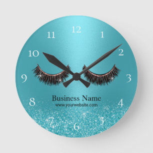 Horloge Ronde Maquillage des cils Salon de beauté Turquoise