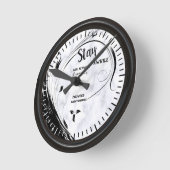 Horloge Ronde Marbre blanc, Graphique en fibre noire (Angle)