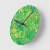 Horloge Ronde Marbre de citron vert avec chiffres (Angle)