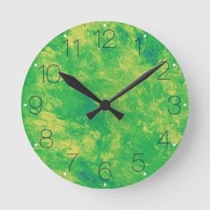 Horloge Ronde Marbre de citron vert avec chiffres