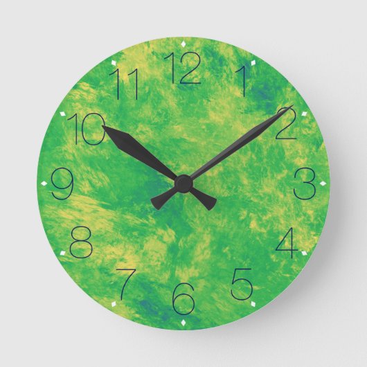 Horloge Ronde Marbre de citron vert avec chiffres (Recto)