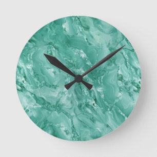 Horloge Ronde Marbre détaillé tourbillonnant de couleur vert sar
