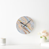 Horloge Ronde Marbre fluide dans des tons de gris, pêche et or (Maison)