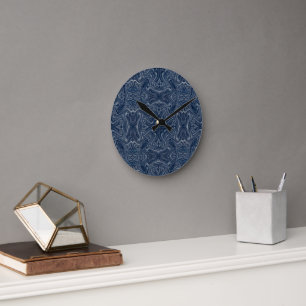 Horloge Ronde Marbre Liquide Argent Luxueux Symétrique