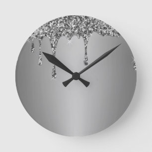 Horloge Ronde Marbre Ombré Doré Moderne Feuille Métallique Glamo