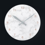 Horloge Ronde Marbre Rose Gold Moderne Élégant<br><div class="desc">Horloge murale moderne avec des numéros d'or rose sur un arrière - plan en marbre gris. Cette horloge murale chic et élégante lui fait un grand cadeau.</div>