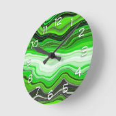 Horloge Ronde Marbre vert et noir comme l'art fluidisé rayé (Angle)