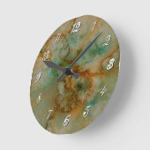 Horloge Ronde Marbre vert et or (Angle)