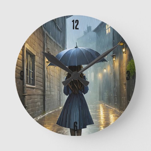 Horloge Ronde Marcher sous la pluie (Recto)